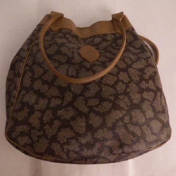 YSL Vintage Pewter Abstract Design Taupe Leather - Picture 1 of 8